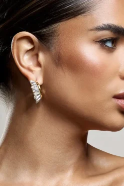 Luster | Gold Diamante Chunky Hoop Earrings
