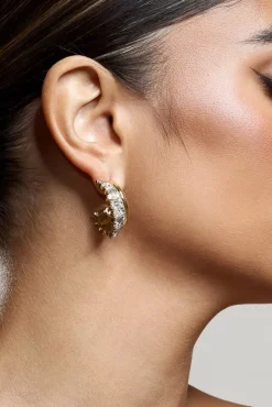 Luster | Gold Diamante Chunky Hoop Earrings