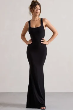 Mahina | Black Square-Neck Maxi Dress