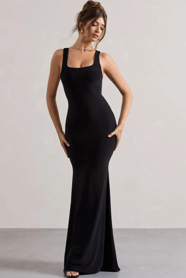 Mahina | Black Square-Neck Maxi Dress