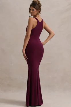 Mahina | Burgundy Square-Neck Maxi Dress