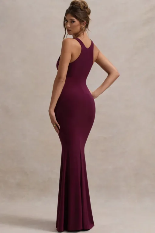 Mahina | Burgundy Square-Neck Maxi Dress