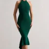 Maluma | Bottle Green Halter-neck midi dress