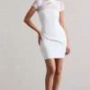 Mandi | White Mesh Halter-Neck Cut-Out Mini Dress