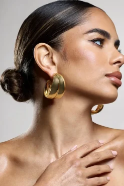 Manuka | Gold Chunky Layered Hoop Earrings