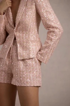 Marena | Pink Boucle Tailored Blazer