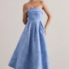 Matisse | Blue Lace Strapless Midi Dress