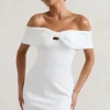 Megan | White Bow Bardot Mini Dress