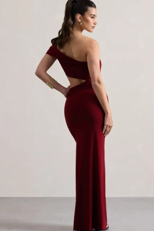Milos | Berry One-Shoulder Cut-Out Maxi Dress With Split