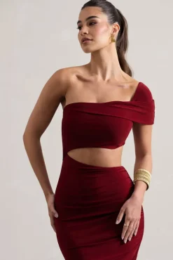 Milos | Berry One-Shoulder Cut-Out Maxi Dress With Split