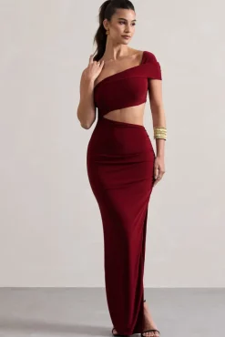 Milos | Berry One-Shoulder Cut-Out Maxi Dress With Split