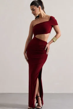 Milos | Berry One-Shoulder Cut-Out Maxi Dress With Split
