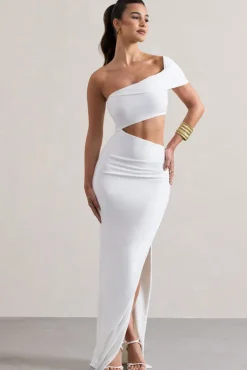 Milos | White One-Shoulder Cut-Out Maxi Dress With Split