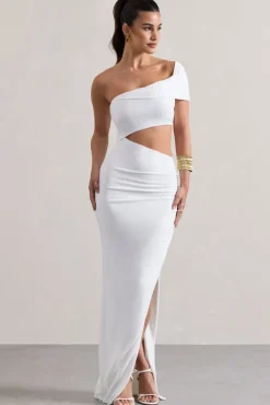 Milos | White One-Shoulder Cut-Out Maxi Dress With Split
