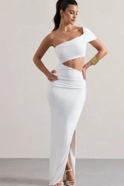 Milos | White One-Shoulder Cut-Out Maxi Dress With Split