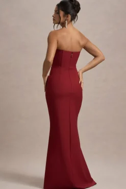 Molly | Berry Strapless Sweetheart Maxi Dres