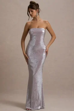 Moonstone | Lilac Sequin Bandeau Maxi Dress