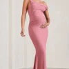 My Wish | Blush Pink Strappy Asymmetric Maternity Maxi Dress
