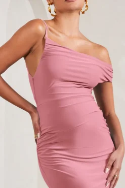 My Wish | Blush Pink Strappy Asymmetric Maternity Maxi Dress