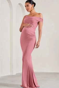 My Wish | Blush Pink Strappy Asymmetric Maternity Maxi Dress