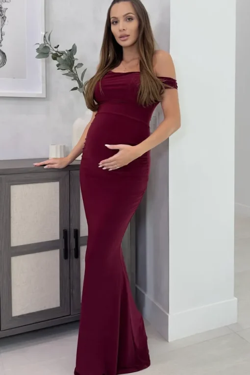 My Wish | Burgundy Strappy Asymmetric Maternity Maxi Dress