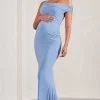 My Wish | Cornflower Blue Strappy Asymmetric Maternity Maxi Dress