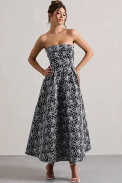 Myleen | Black Lace Strapless Midi Dress