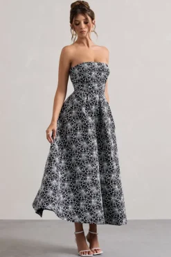 Myleen | Black Lace Strapless Midi Dress