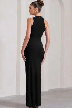 Nalani | Black Sleeveless Cut-Out Split Maxi Dress