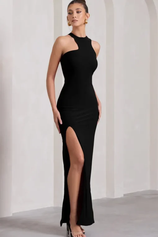 Nalani | Black Sleeveless Cut-Out Split Maxi Dress