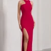 Nalani | Red Sleeveless Cut-Out Split Maxi Dress