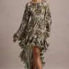 Namir | Snake Print High-Low Chiffon Maxi Dress