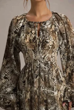 Namir | Snake Print High-Low Chiffon Maxi Dress