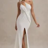 Neroli | White Strapless Asymmetric Twisted Maxi Dress