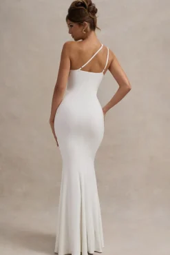 Neroli | White Strapless Asymmetric Twisted Maxi Dress