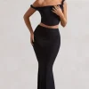 Neve | Black Gathered Maxi Skirt