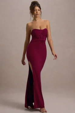 Nomad | Berry Strapless Split Maxi Dress