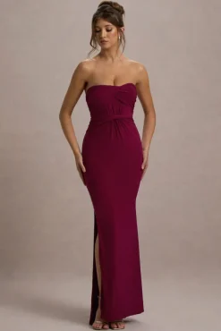 Nomad | Berry Strapless Split Maxi Dress