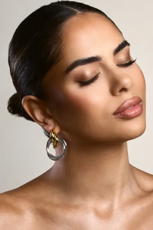 Norma | Gold u0026 Silver Layered Earrings