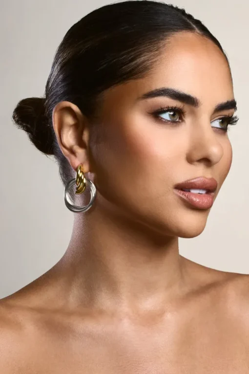 Norma | Gold u0026 Silver Layered Earrings