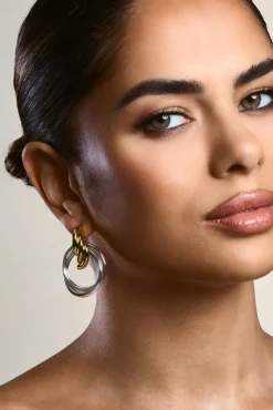 Norma | Gold u0026 Silver Layered Earrings