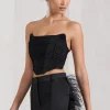 Obsessed | Black Bandeau Mesh Corset Style Crop Top