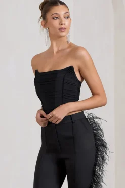 Obsessed | Black Bandeau Mesh Corset Style Crop Top