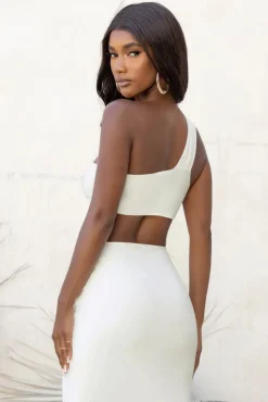 Open Heart | White Knot One Shoulder Bralette