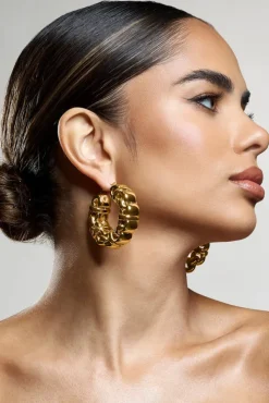 Orli | Gold Chunky Chain Hoop Earrings
