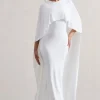 Palena | White Draped Maxi Dress With Cape Sleeves