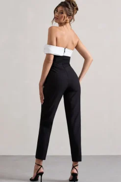 Paxton | Black Twisted Bardot Tailored Jumpsuit