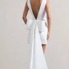 Peace | White Satin Mini Dress With Drape Detail