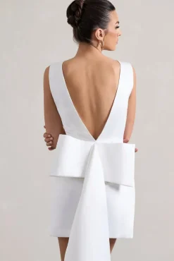Peace | White Satin Mini Dress With Drape Detail