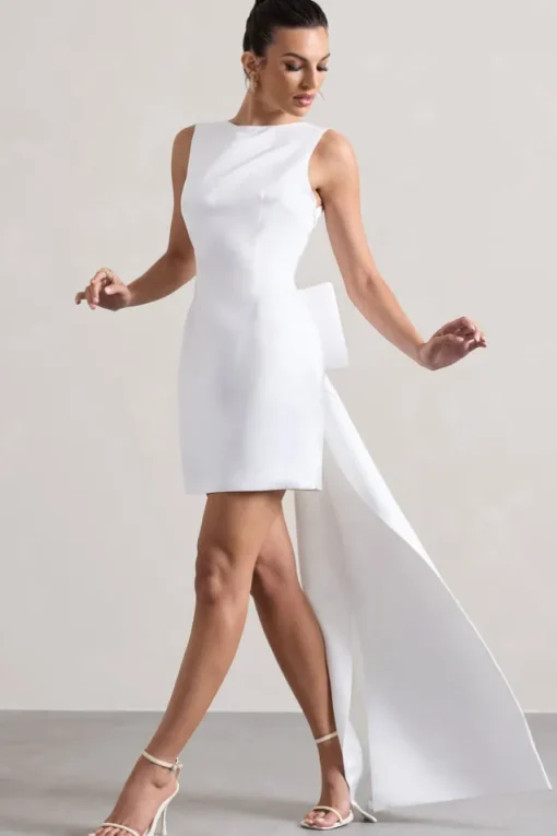 Peace | White Satin Mini Dress With Drape Detail